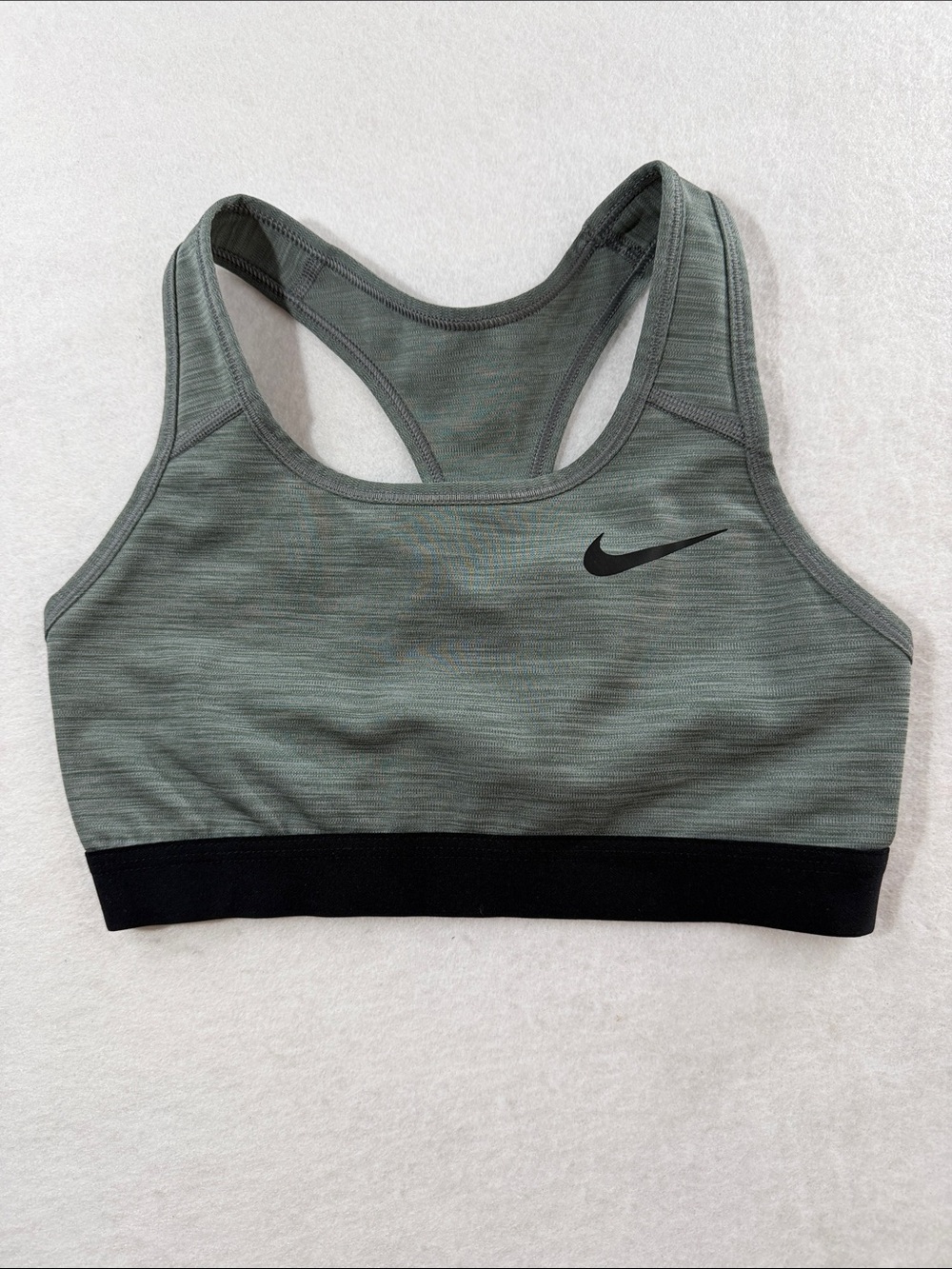 Nike Olive Green Racerback Sports Bra with Black Band